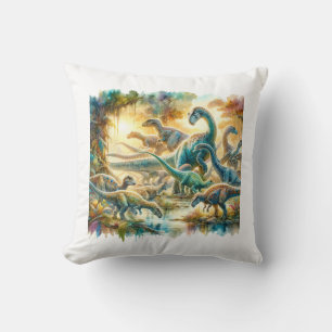 Alamosaurus Dinosaurs 060624AREF126 - Watercolor Cushion