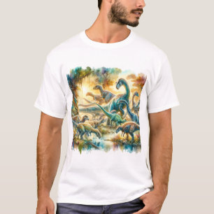 Alamosaurus Dinosaurs 060624AREF126 - Watercolor T-Shirt