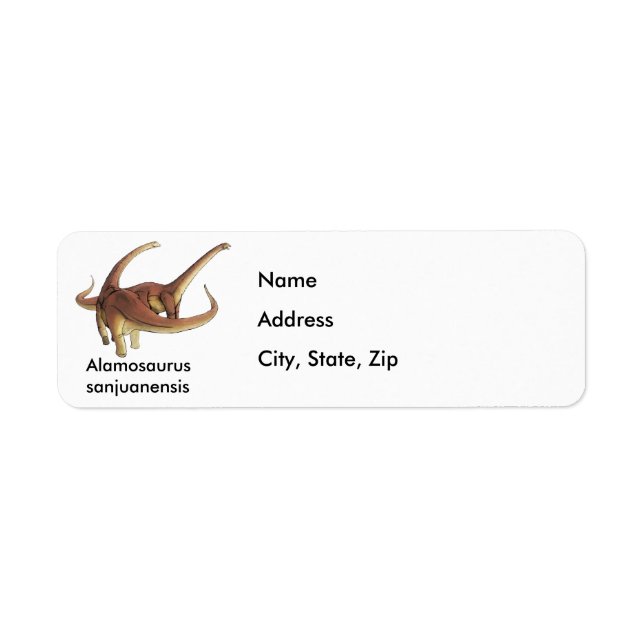 Alamosaurus sanjuanensis return address label (Front)