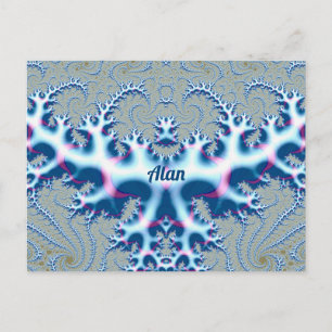 ALAN ~ Icy White and Blue 3D Fractal Design ~  Postcard