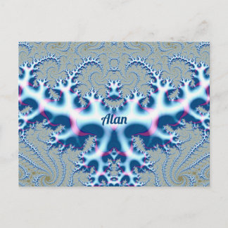 ALAN ~ Icy White and Blue 3D Fractal Design ~ Postcard