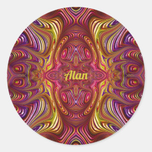 ALAN ~ Multicoloured Fractal Design ~  Classic Round Sticker