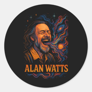 Alan Watts Laugh Galaxy Universe Psychedelic Art P Classic Round Sticker