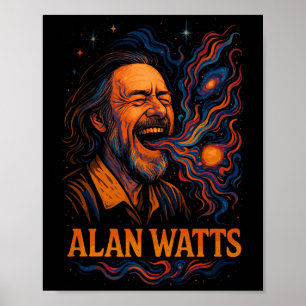 Alan Watts Laugh Galaxy Universe Psychedelic Art P Poster