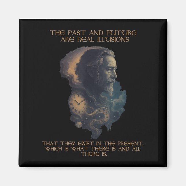 Alan Watts Quote Time Illusion Clock Cosmic Mind  Magnet (Front)