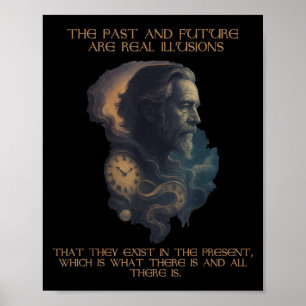 Alan Watts Quote Time Illusion Clock Cosmic Mind Poster