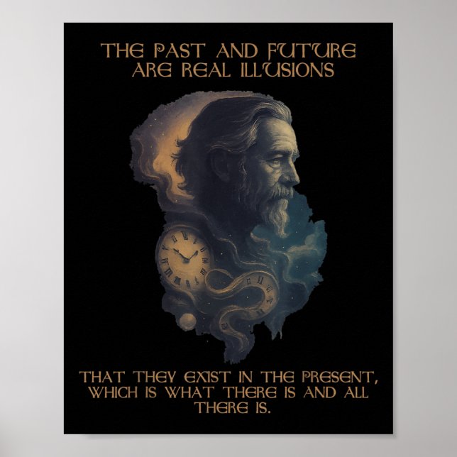 Alan Watts Quote Time Illusion Clock Cosmic Mind  Poster (Front)