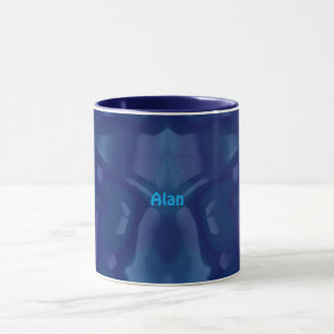 ALAN ~ Zany 3D Fractal ~ Shades of Blue  Mug