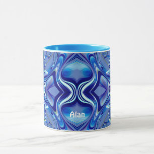 ALAN ~ Zany 3D Fractal ~ Shades of Blue Mug