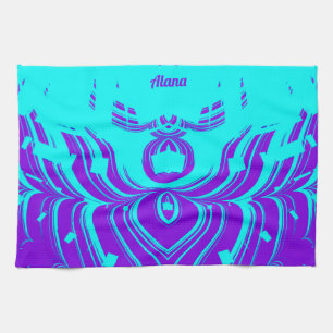ALANA ~ FLUORO SHADES ~ 3D ~ Purple Aqua ~ Tea Towel