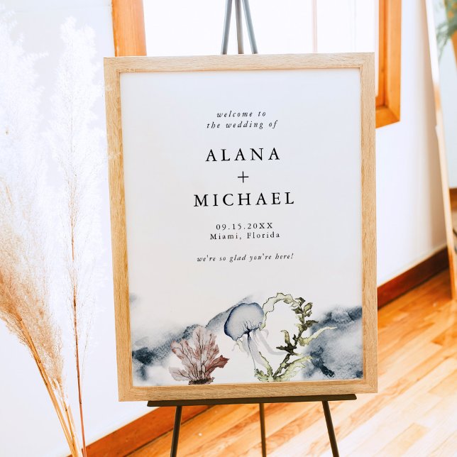 ALANA Tropical Ocean Coral Beach Wedding Welcome Poster (Creator Uploaded)