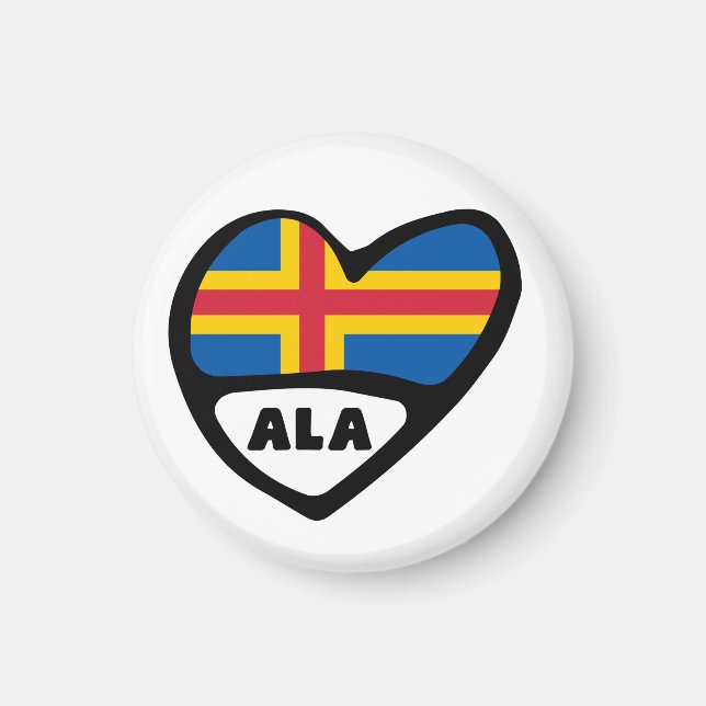 Åland Islands Country Code Flag Heart ALA Magnet (Front)
