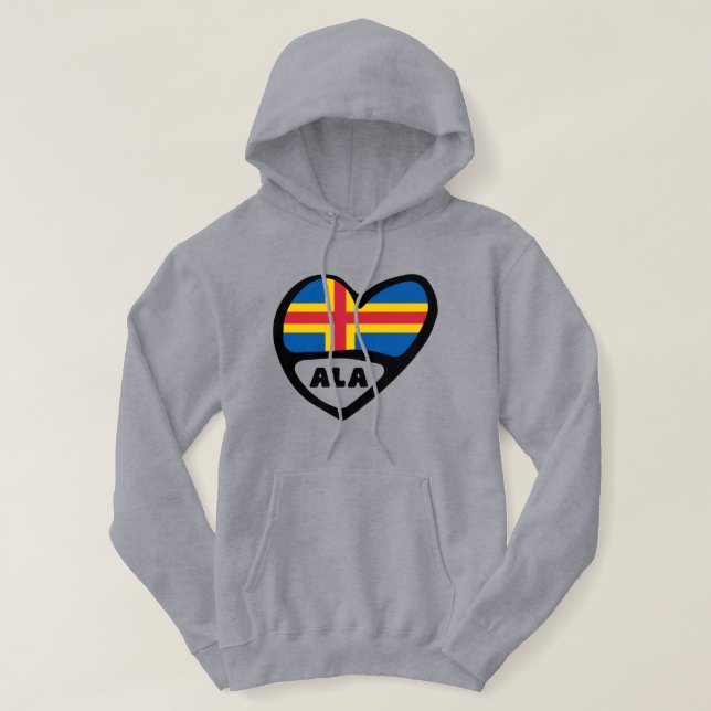 Åland Islands Country Code Flag Heart Hoodie (Design Front)