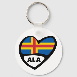 Åland Islands Country Code Flag Heart Keyring ALA