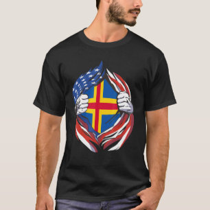 Aland Islands Flag American Proud Of My Åland Heri T-Shirt