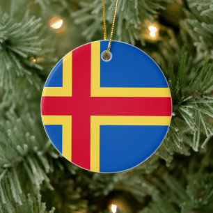 Aland Islands Flag Personalised Custom Ceramic Ornament