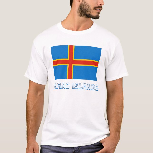 Aland Islands Flag with Name T-Shirt (Front)