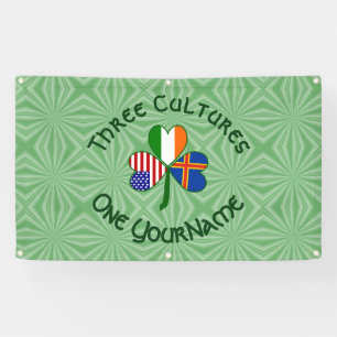 Åland Islands Ireland USA Shamrock Personalised Banner