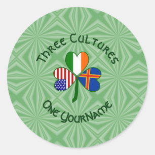Åland Islands Ireland USA Shamrock Personalised  Classic Round Sticker