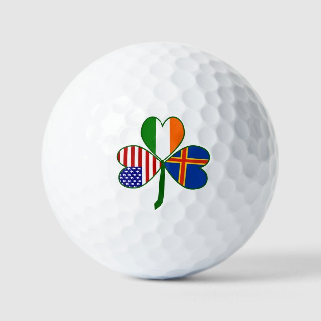 Åland Islands Ireland USA Shamrock Personalised  Golf Balls (Front)