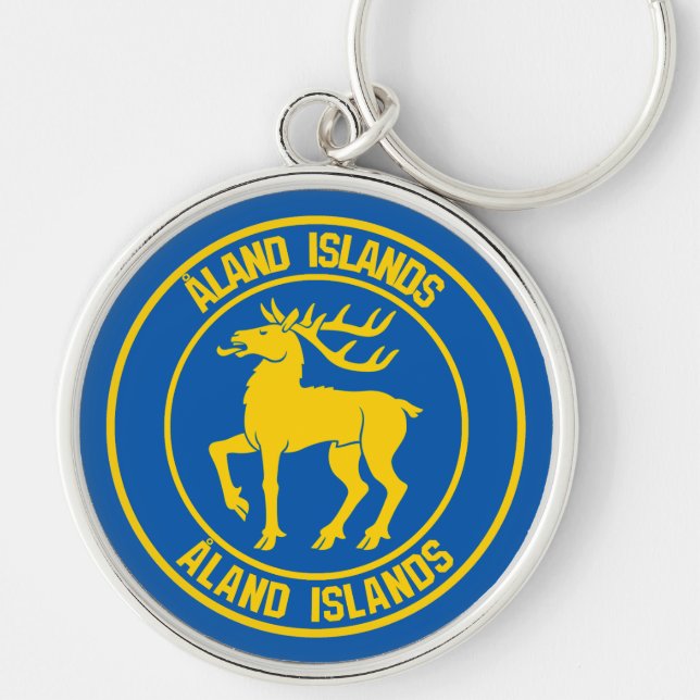 Åland Islands Round Emblem Key Ring (Front)