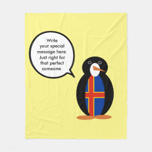 Åland Islands Talking Ms Penguin Personalised Fleece Blanket