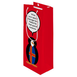 Åland Islands Talking Ms Penguin Personalised Wine Gift Bag