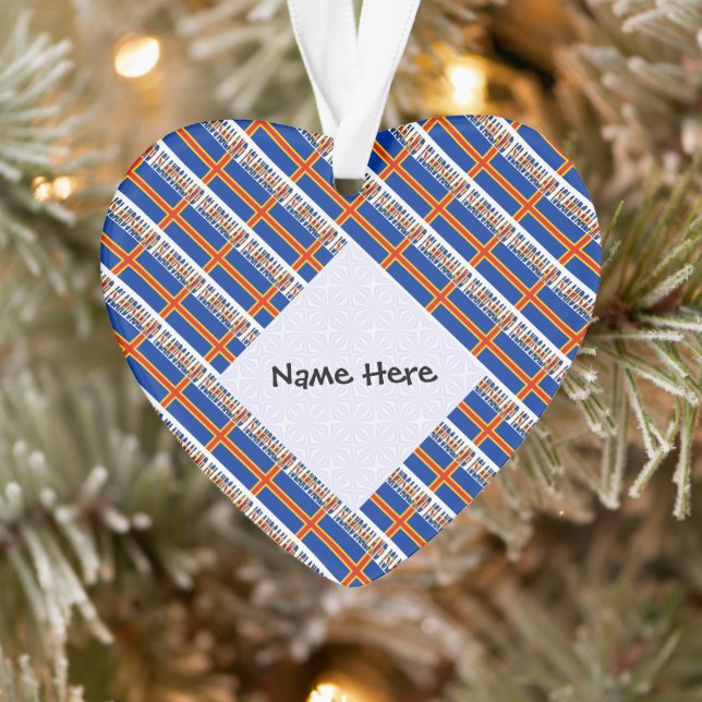 Ålander Åland Islands Flag Tiled Personalised  Ornament (Tree)