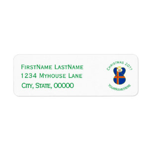 Ålander Angel Christmas Flag Personalised Return Address Label