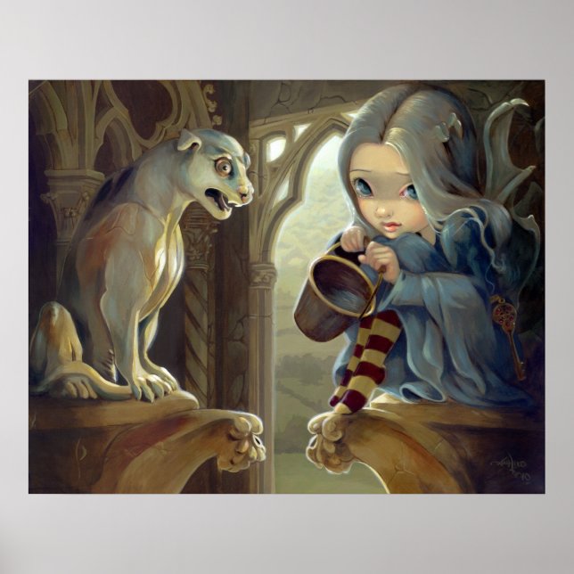 Alannah and the Gargoyle ART PRINT gothic fairy (Front)
