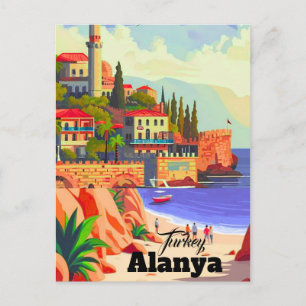 Alanya Turkey Wall Art, Print, Turkey Watercolor Postcard