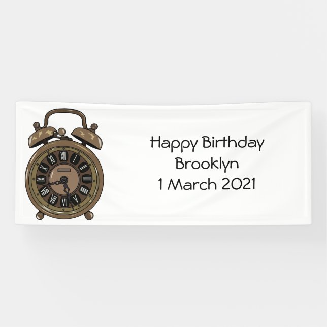 Alarm clock cartoon illustration banner (Horizontal)