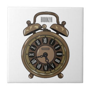 Alarm clock cartoon illustration ceramic tile