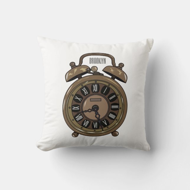 Alarm clock cartoon illustration cushion (Front)