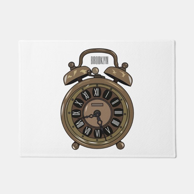 Alarm clock cartoon illustration doormat (Front)