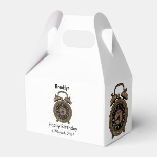 Alarm clock cartoon illustration favour box