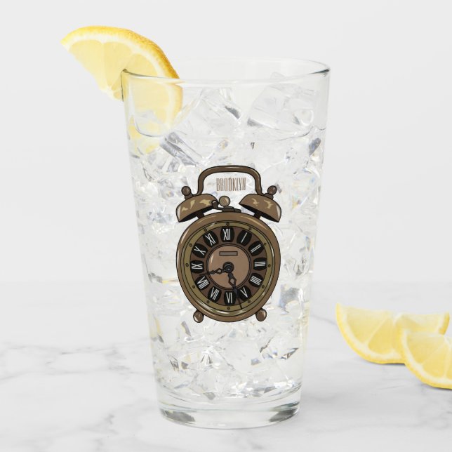 Alarm clock cartoon illustration glass (Front Ice)