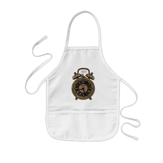Alarm clock cartoon illustration kids apron (Front)