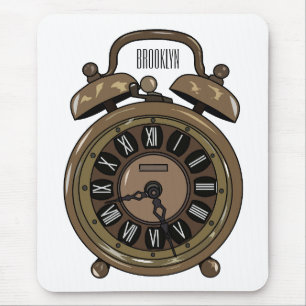 Alarm clock cartoon illustration mouse pad