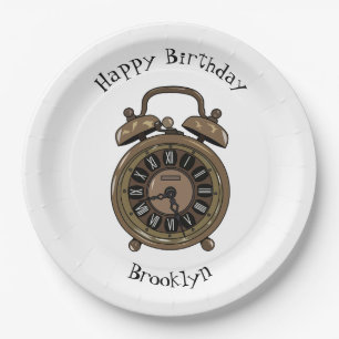 Alarm clock cartoon illustration paper plate