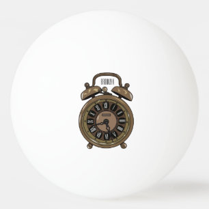 Alarm clock cartoon illustration ping pong ball