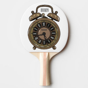 Alarm clock cartoon illustration ping pong paddle