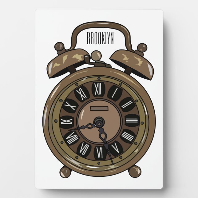 Alarm clock cartoon illustration plaque (Front)