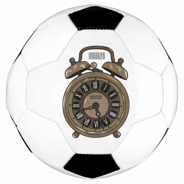 Alarm clock cartoon illustration soccer ball (Front)