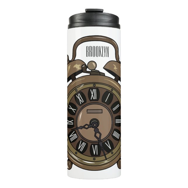 Alarm clock cartoon illustration thermal tumbler (Front)