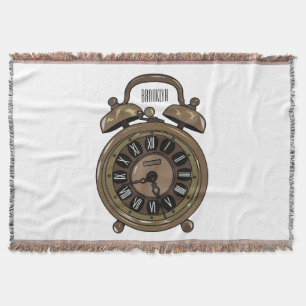Alarm clock cartoon illustration throw blanket