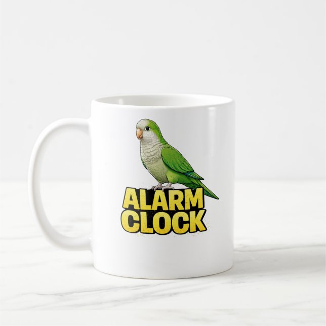 Alarm Clock Quaker Parrot Coffee Mug (Left)