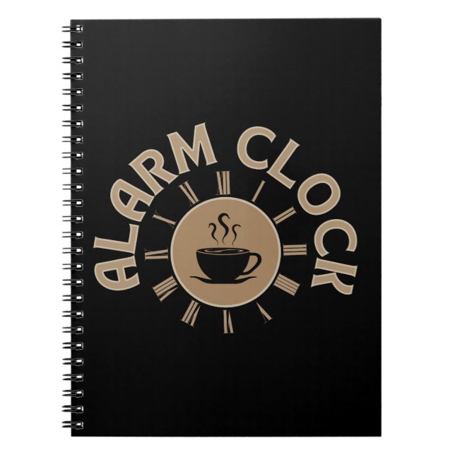 ALARM CLOCK RETRO MORNING COFFEE LOVER NOTEBOOK (Front)