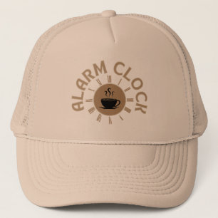 ALARM CLOCK RETRO MORNING COFFEE LOVER TRUCKER HAT