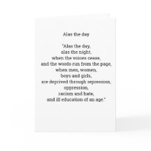 Alas the day poetry card